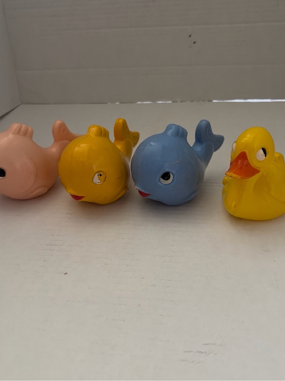 Kids Bath Toy Set - Yellow Duck & Blue & Yellow Fish -